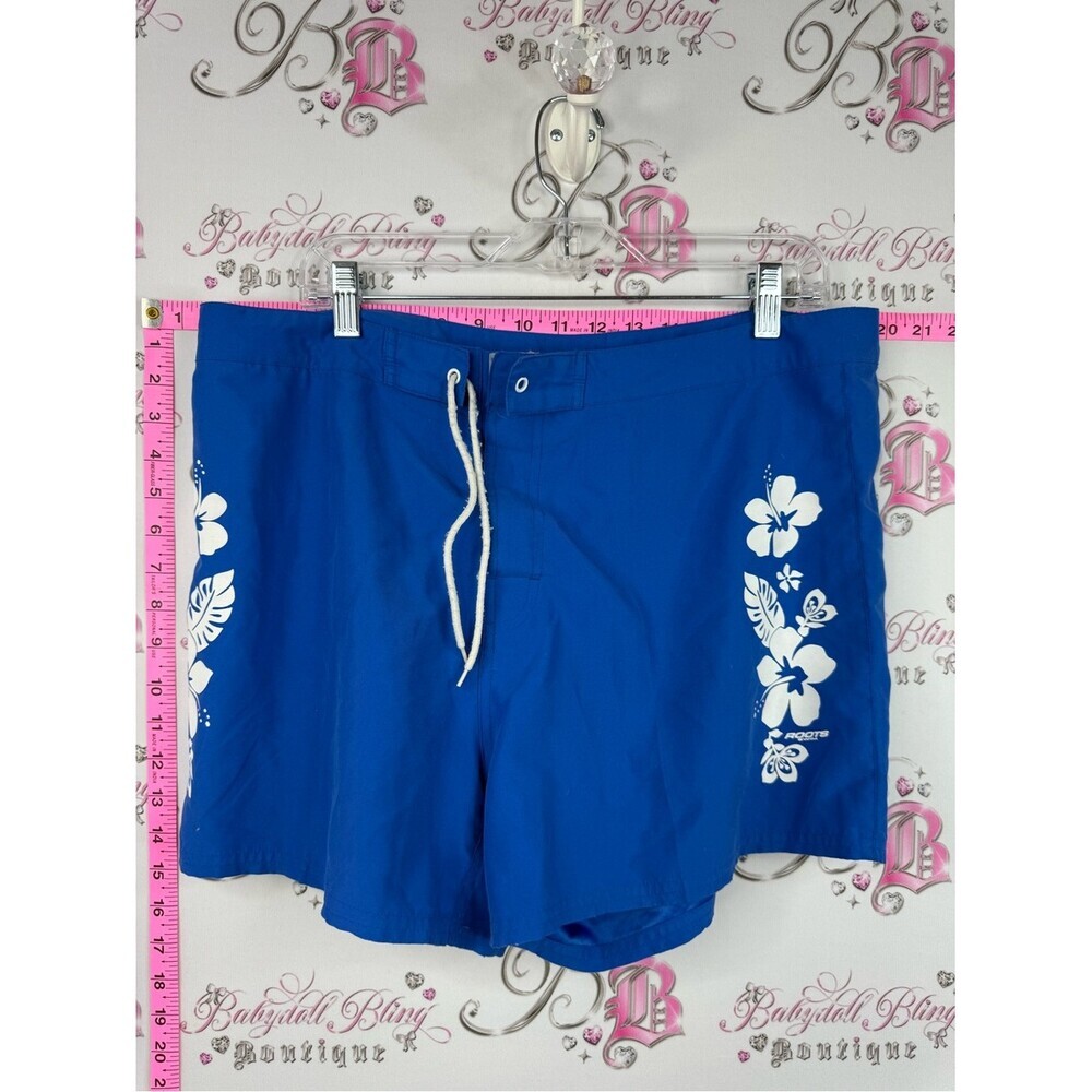 Roots swim shorts tropical Royal Blue Swim Shorts with White Floral Print
